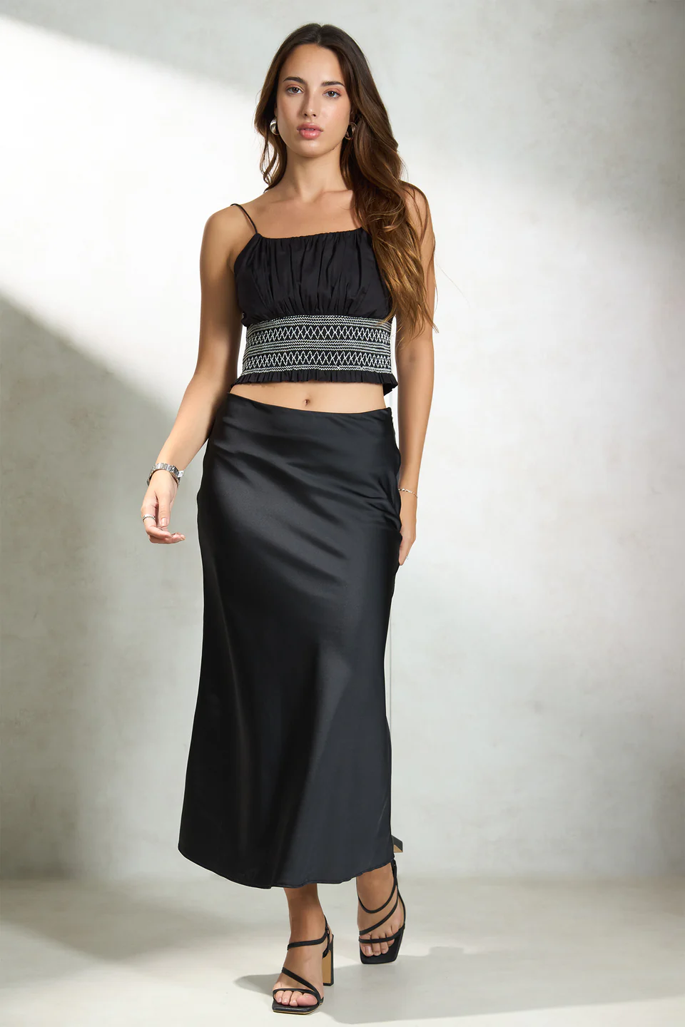 Tamara 100% Cotton Strappy Smocked Crop Top